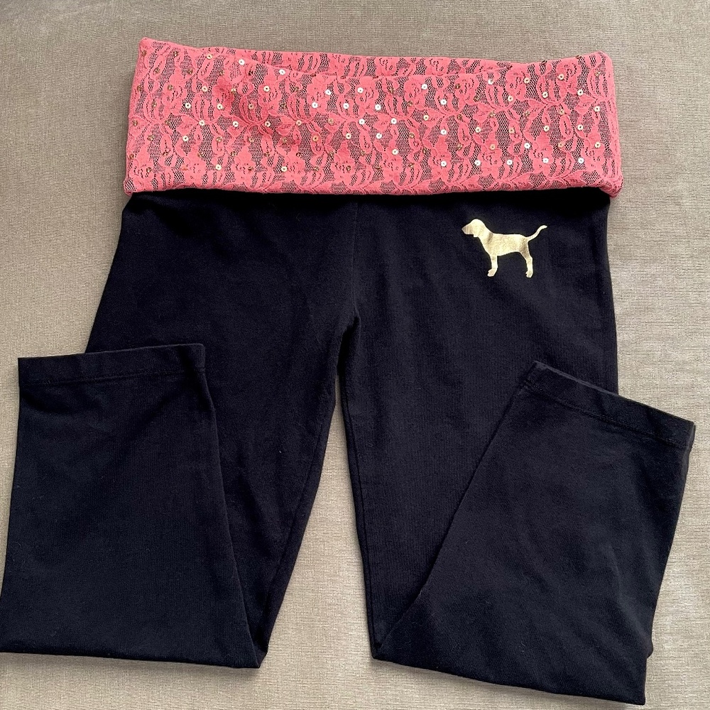 PINK Victoria Secret fold over yoga capri size small